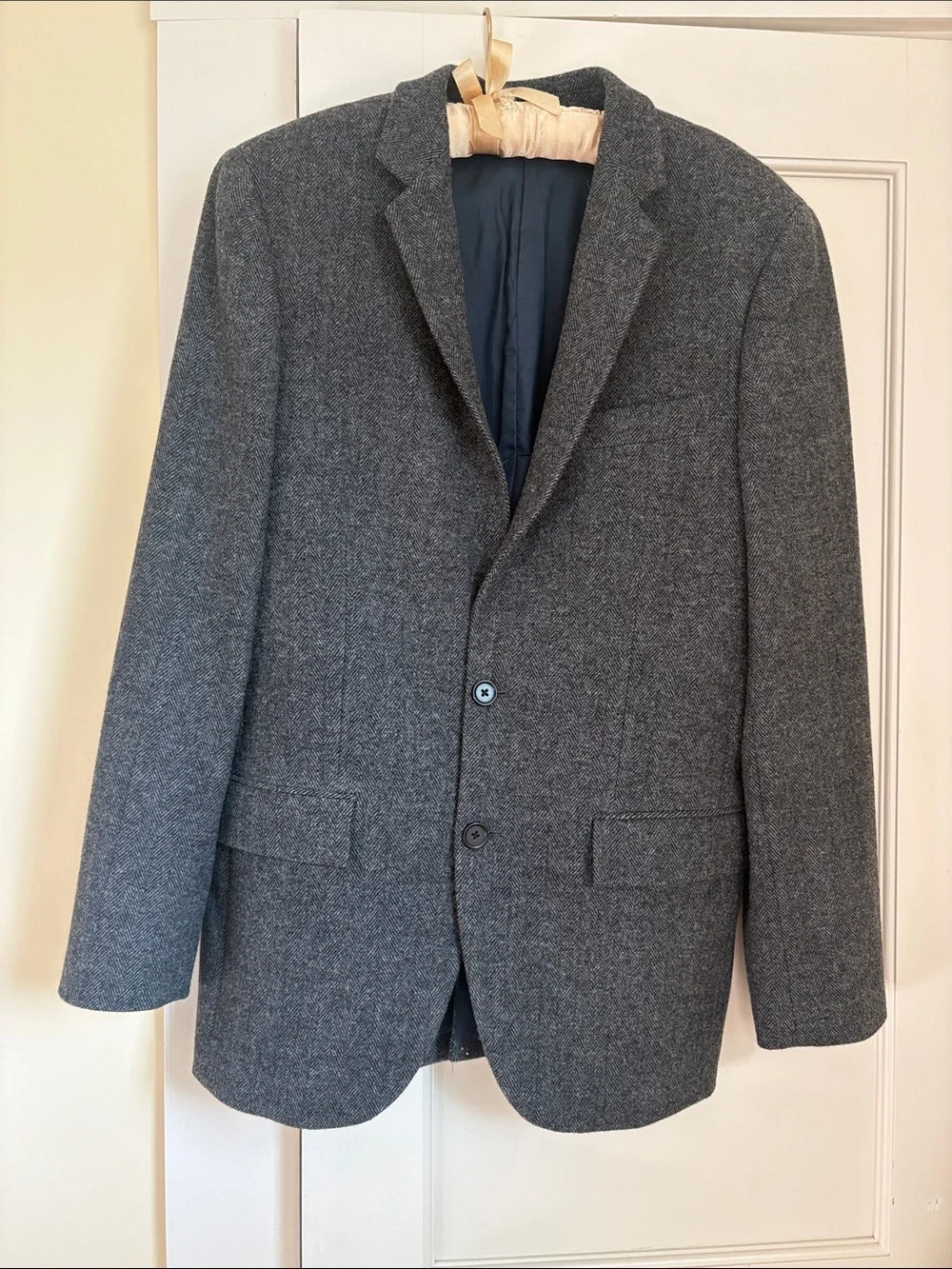 J. Crew Charcoal Gray Herringbone Wool-Blend Two-Button Blazer